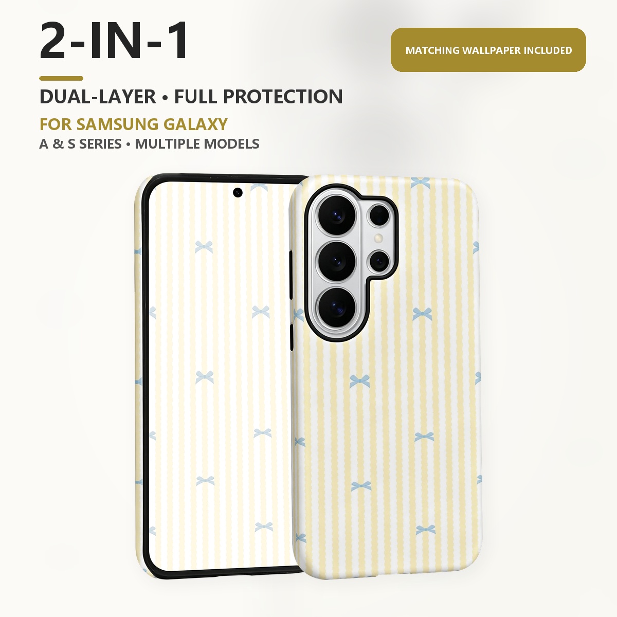 Samsung Galaxy S24 - Blue Bow Yellow Stripes 2-in-1 Dual-Layer