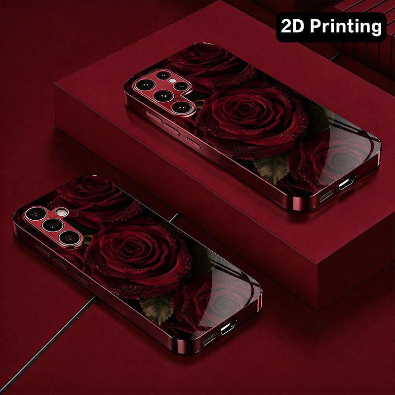 Glass phone case with dark red - đánh giá và giá Samsung Galaxy S24