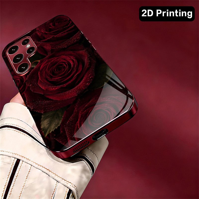 Glass phone case with dark red - đánh giá và giá Samsung Galaxy S24